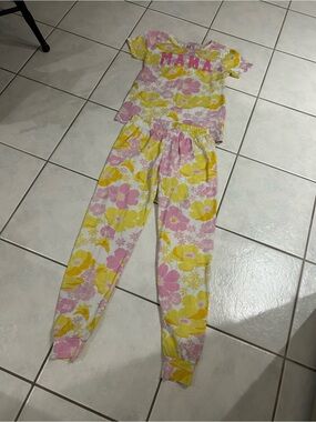 PJ Place Floral 'MAMA' Pajama Top - Pink & Yellow